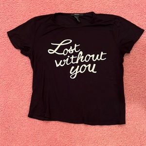 Forever 21 “Lost Without You” black crop top